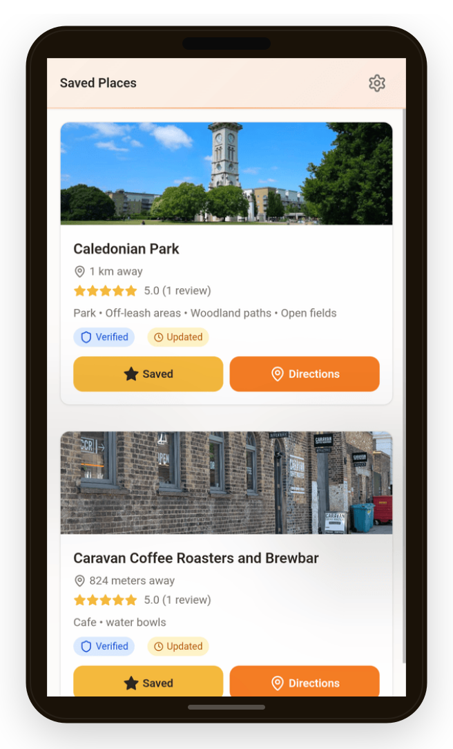 Browse nearby dog-friendly locations